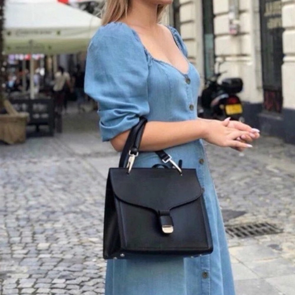 Zara Blue Midi Button Front Lyocell Dress - Picture 5 of 13